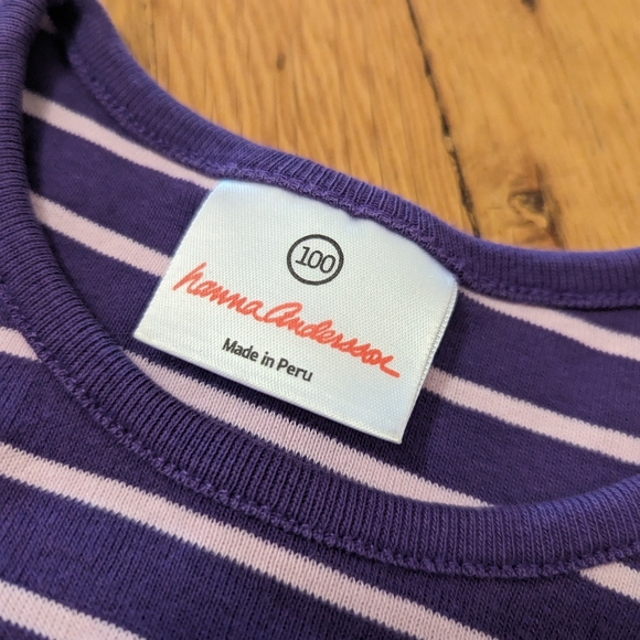 Hanna Andersson purple striped dress 100cm 4T - Picture 3 of 3